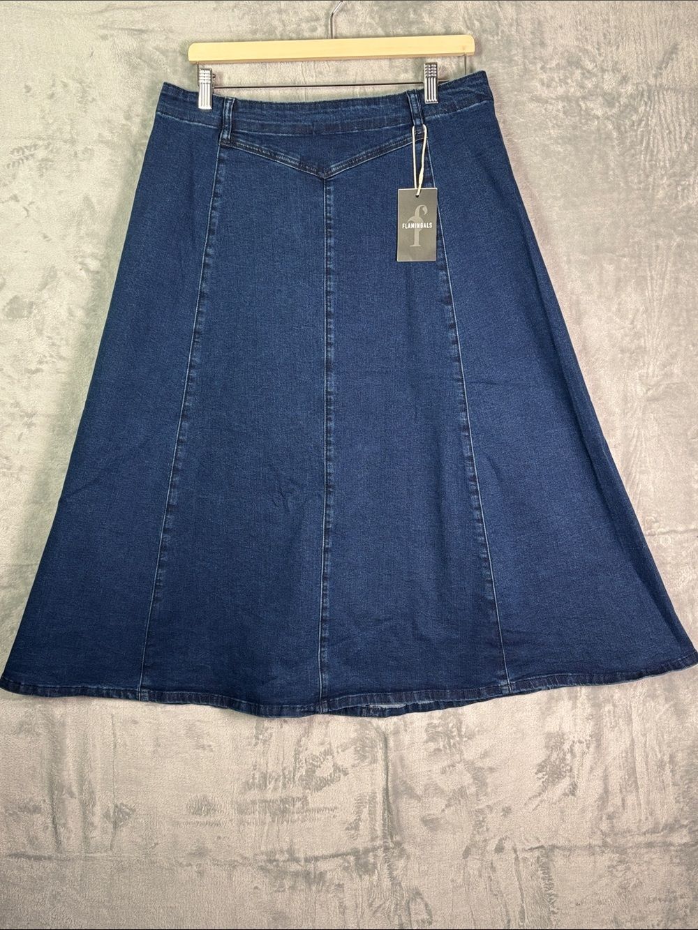 NWT New Flamingals Long Dark Wash Denim Skirt Size 3XL